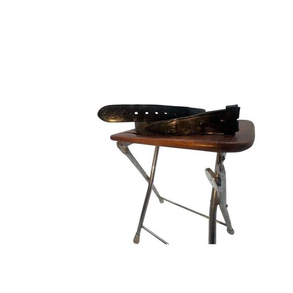 Tooled Brown Leather Belt – Size 38  Genuine cowhide leather belt - Picture 5 of 16